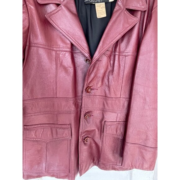 Vintage 1970s Great Things  Canada Burgundy Leather Jacket Mens 42 - Picture 5 of 16